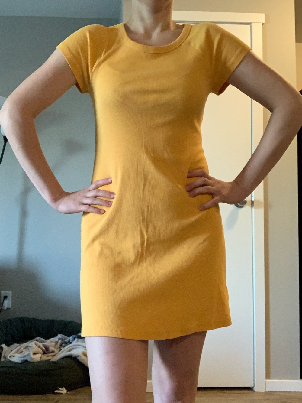 Joe Fresh Yellow Ribbed T-shirt Dress